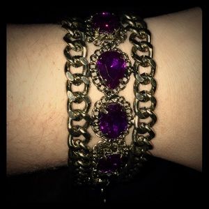 Purple stone and gold bracelet