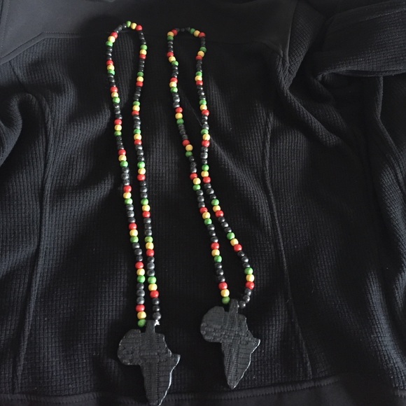 2 African Necklaces w: Continent of Africa
