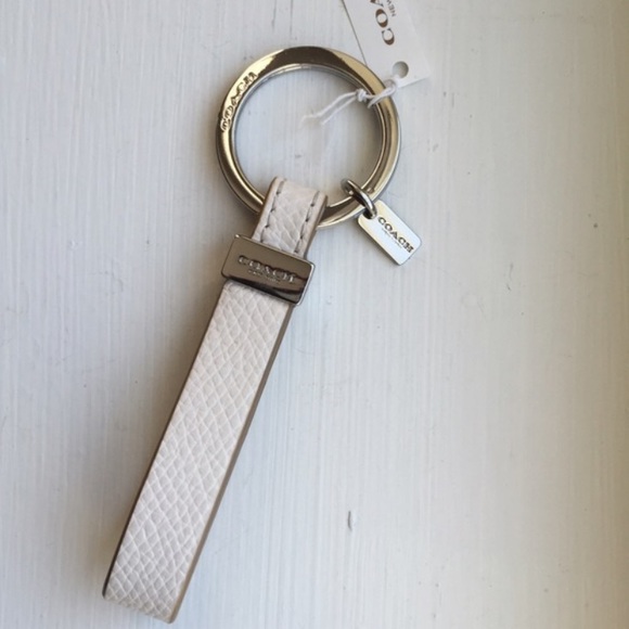 Coach Accessories - 💯Authentic Coach Keychain NWT Cream Leather Loop