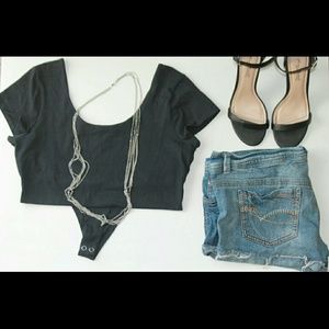 Black scoop back bodysuit