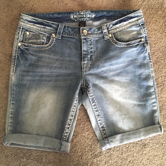 Paisley Sky Denim Bermuda Shorts Size 10
