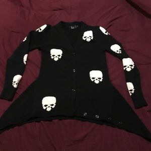 Cotton-Knit Skull Flared Sweater