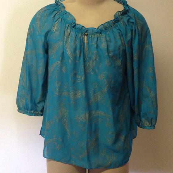 Chaps Tops - XL Chaps teal and gold paisley blouse