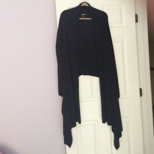 DKNY black thin sweater with long drapey sides.