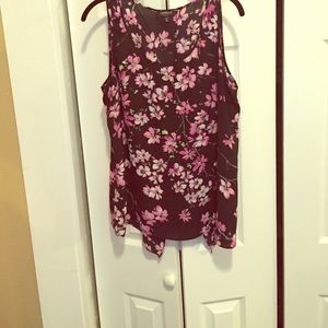 Express Floral Print Split-Back Tank