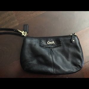 Coach black leather clutch