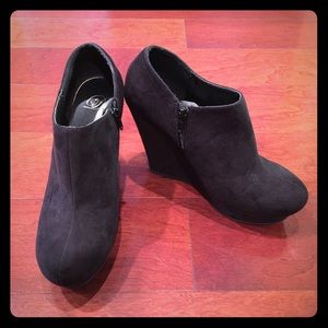 Delicious black wedge heeled booties