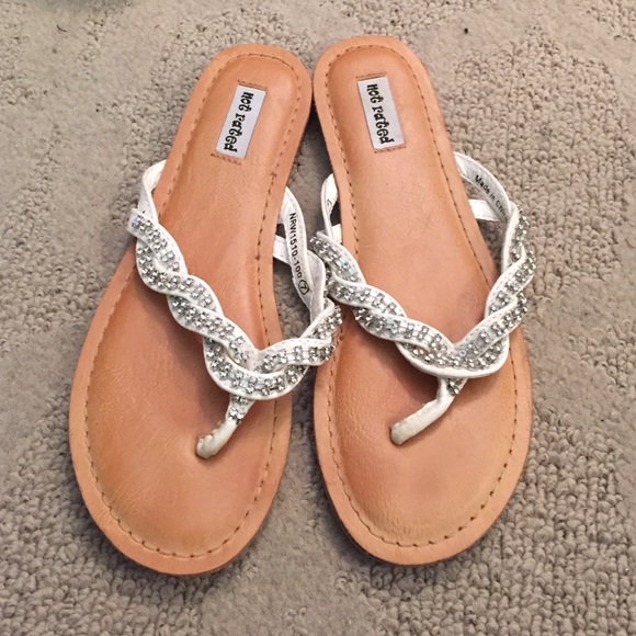 White jeweled sandals