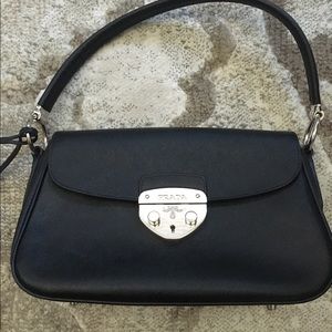 SALE! Prada black leather structured shoulder bag