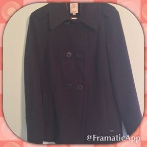 == s. Oliver Navy Wool Peacoat ==