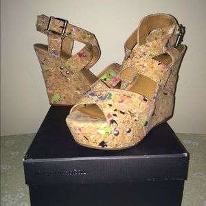 Gianni Bini multi color cork wedge