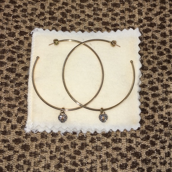 Juicy Couture Gold Tone Pave Hoop Earrings