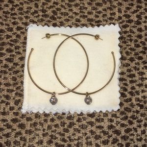 Juicy Couture Gold Tone Pave Hoop Earrings