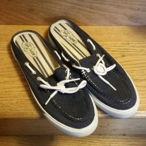 Blue slip on sneakers