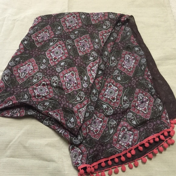 Brown and pink paisley scarf