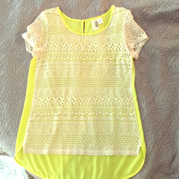 Lace and hot yellow top