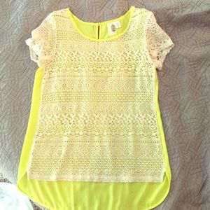 Lace and hot yellow top