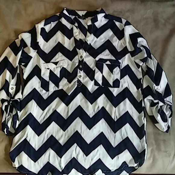 Navy blue and white blouse