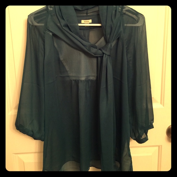 Dark green sheer blouse