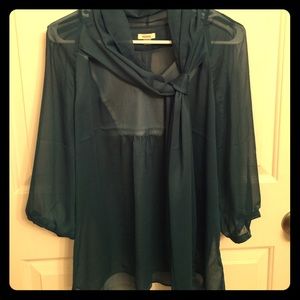 Dark green sheer blouse