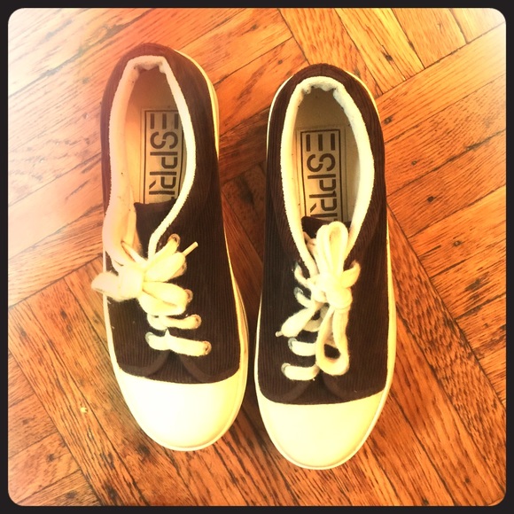 esprit brown corduroy platform (flatform) sneakers