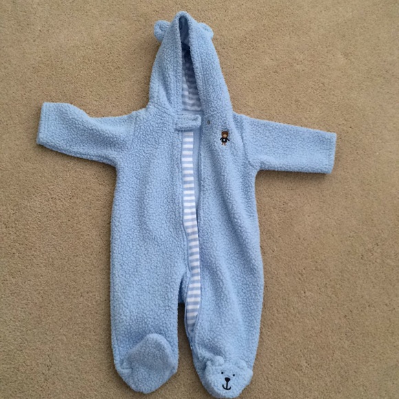 Baby blue fleece winter one piece w hood Carter's