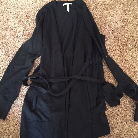 Black maternity cardigan with tie belt