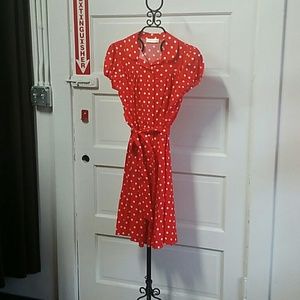 Red and white polka-dot dress