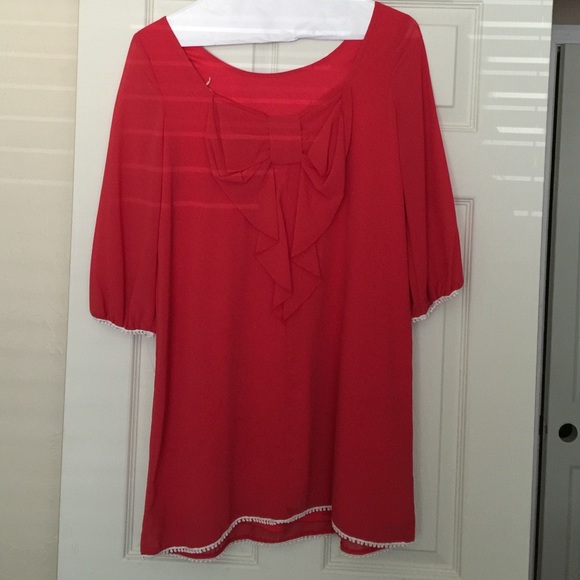 Red shift dress with bow in the back - Picture 2 of 2