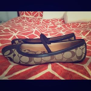 Coach Brown and Tan Mary Jane Flats