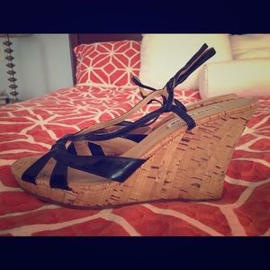 Steve Madden Black Patent Leather Wedges