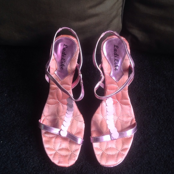 Pink metallic sandals size 7 brand new
