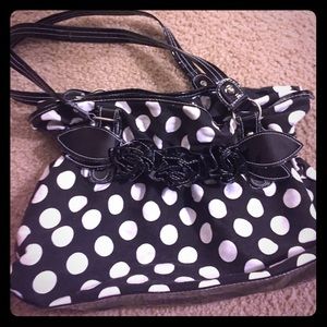 Black & white polka dotted purse