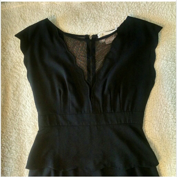 UO Black Sheer Scallop Dress