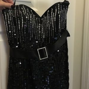 A black sequence formal dress
