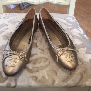 Chanel gold ballet flats