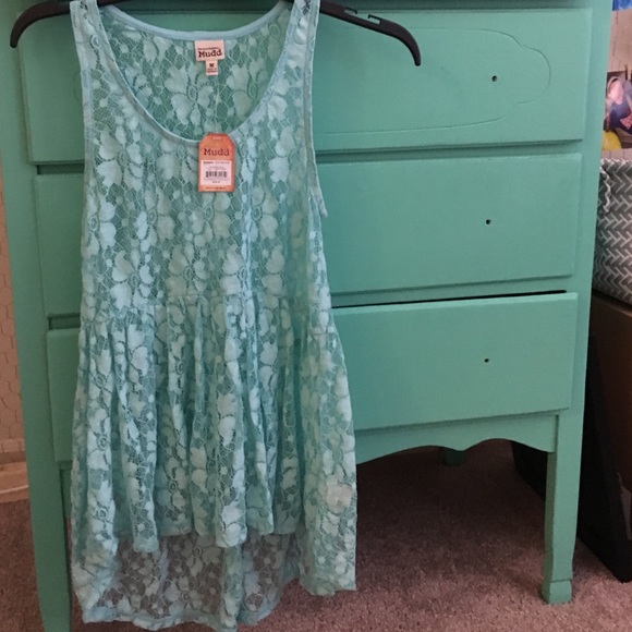 High low lace blue tank top!