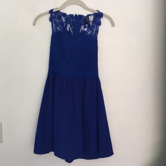 H&M Electric Blue A-line lace dress