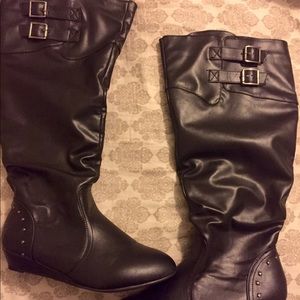 Wide calf black boots