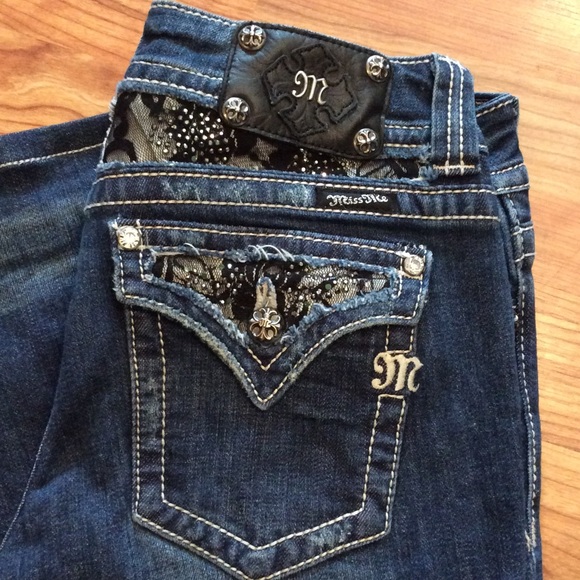 Miss Me boot cut jeans lace and rhinestones