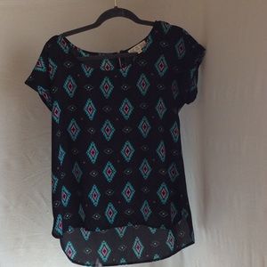 High low hem floral shirt with exposed zip detail