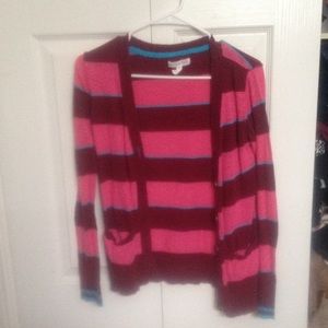 Maroon and pink striped cardigan from Aeropostale