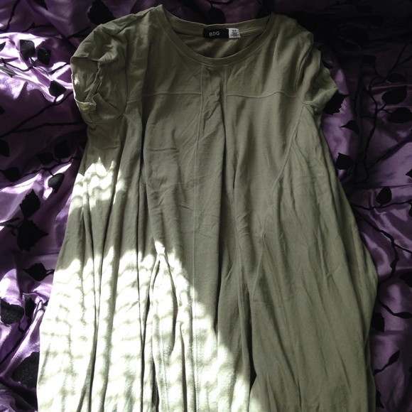 BDG Olive Green Sharkbite Shirt Dress
