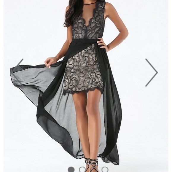 Bebe "Scallop Lace Maxi Dress"