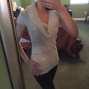 Cream cowl neck tunic sweater