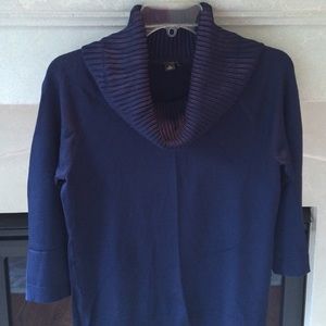 Navy Ann Taylor cowl neck sweater