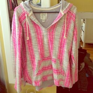Billabong beach hoodie large hot pink and grey