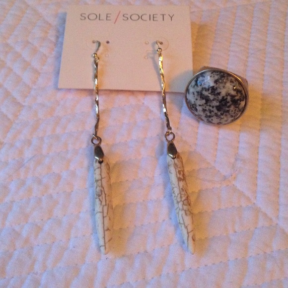 Sole Society Jewelry Sole Society Earrings And Ring Adjustable Set