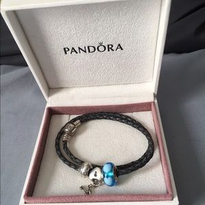 Pandora double rope bracelet! With 3 charms!