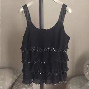 Black Ruffles sequin trim tank medium